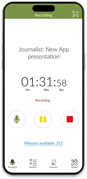 Journalist.Live - Step 1.1: record audio session